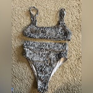 Black and White Snakeskin Bikini Set